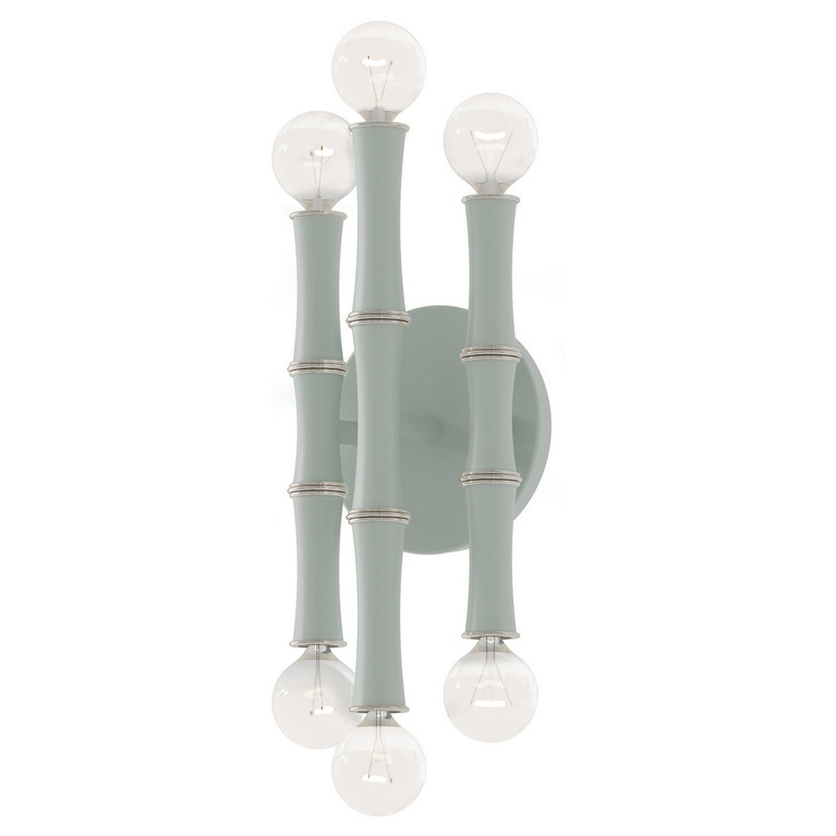 Robert Abbey - MCL76 - Six Light Wall Sconce - Kane - Matte Celadon w/Polished Nickel