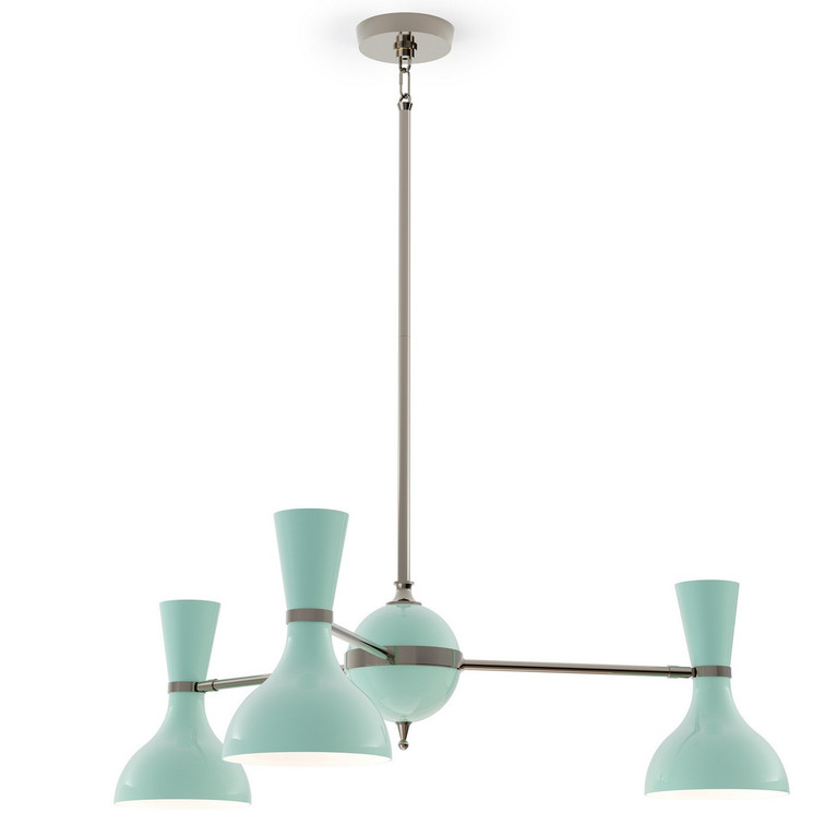Robert Abbey - MN04MN - Three Light Chandelier - Clare - Polished Nickel w/Mint Painted