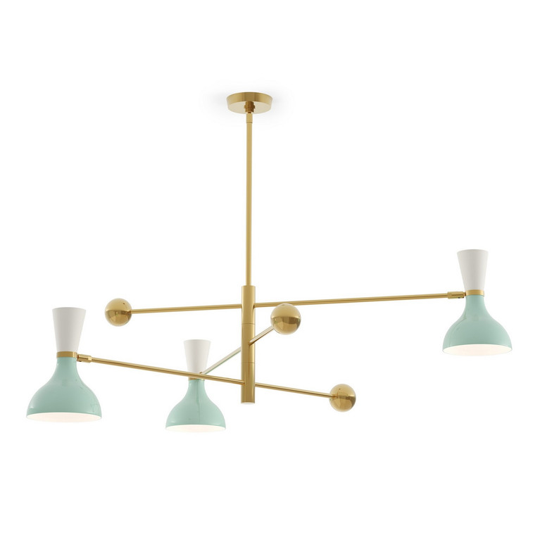 Robert Abbey - MN10LY - Three Light Pendant - Clare - Modern Brass w/Mint Lily Painted