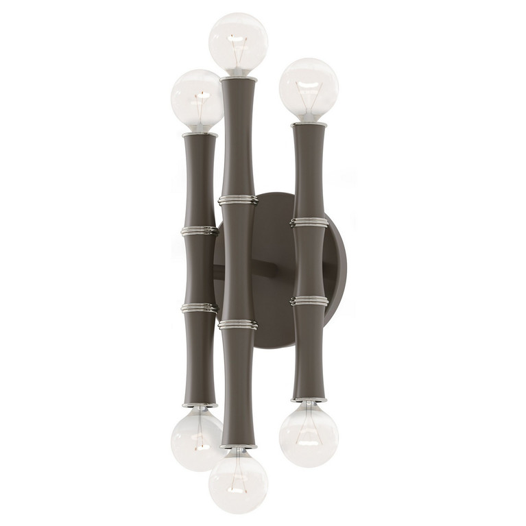 Robert Abbey - MST76 - Six Light Wall Sconce - Kane - Matte Smokey Taupe w/Polished Nickel