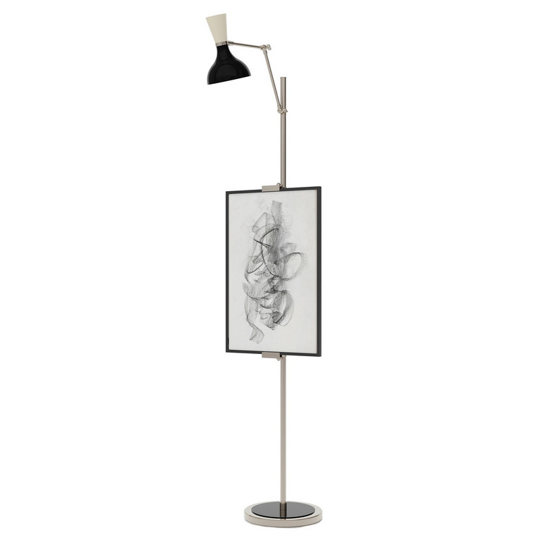 Robert Abbey - OS17BN - One Light Floor Easel - Clare - Polished Nickel w/Obsidian Bone Painted