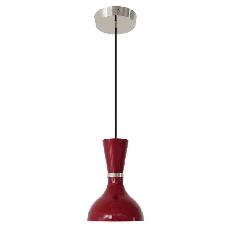 Robert Abbey - OX02OX - One Light Pendant - Clare - Polished Nickel w/Oxblood Painted