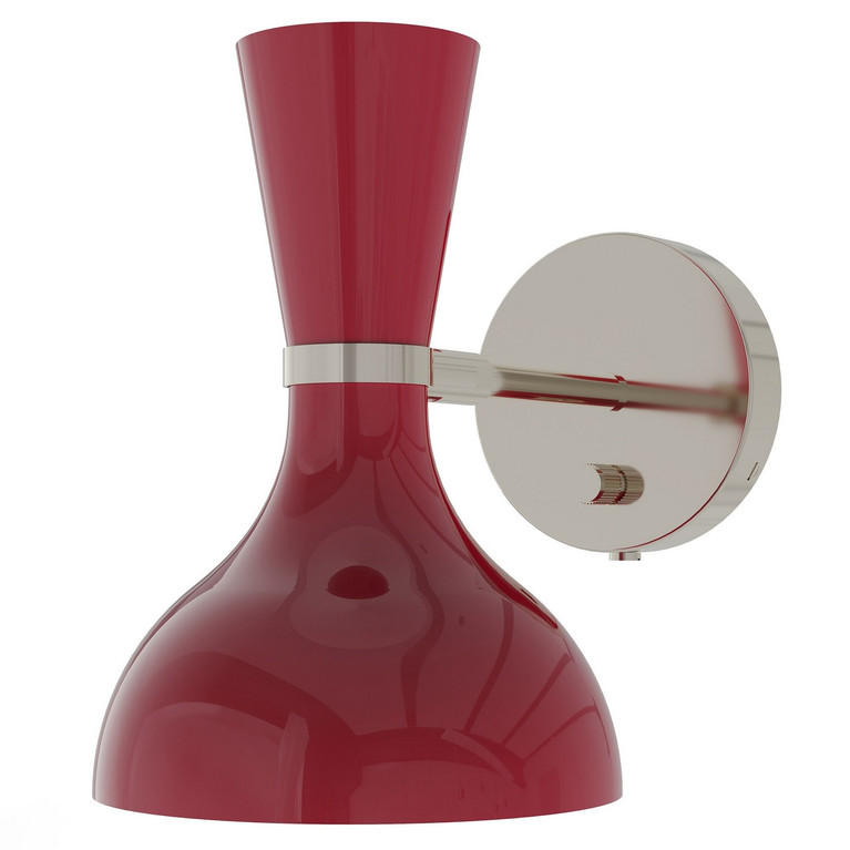 Robert Abbey - OX06OX - One Light Wall Sconce - Clare - Polished Nickel w/Oxblood Painted