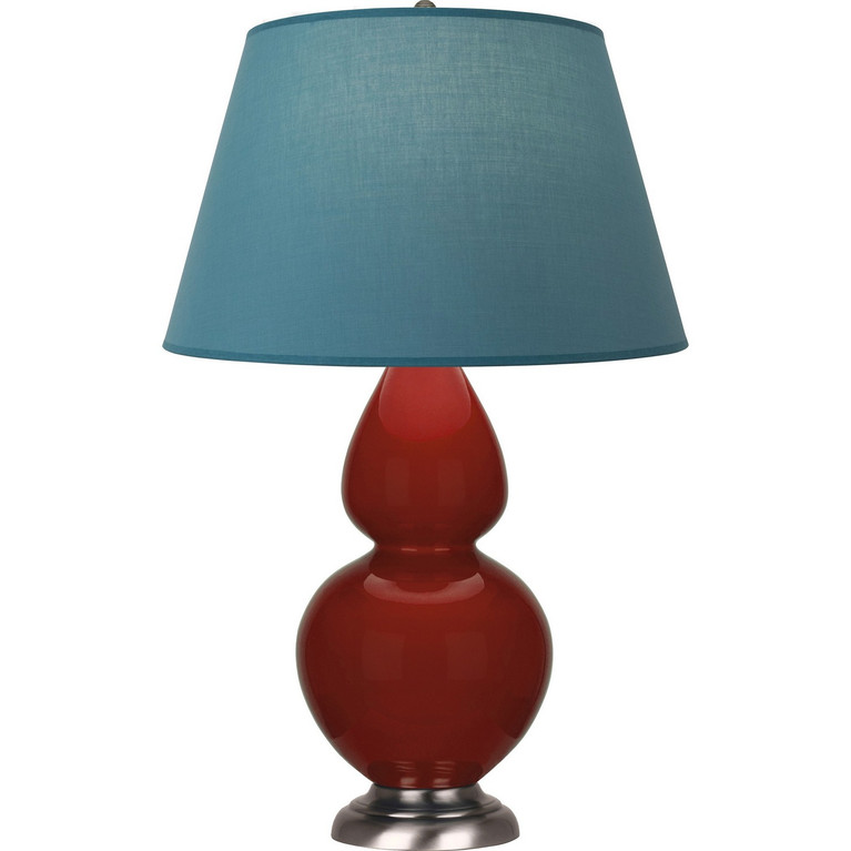 Robert Abbey - OX22B - One Light Table Lamp - Double Gourd - Oxblood Glazed Ceramic w/Antique Silver
