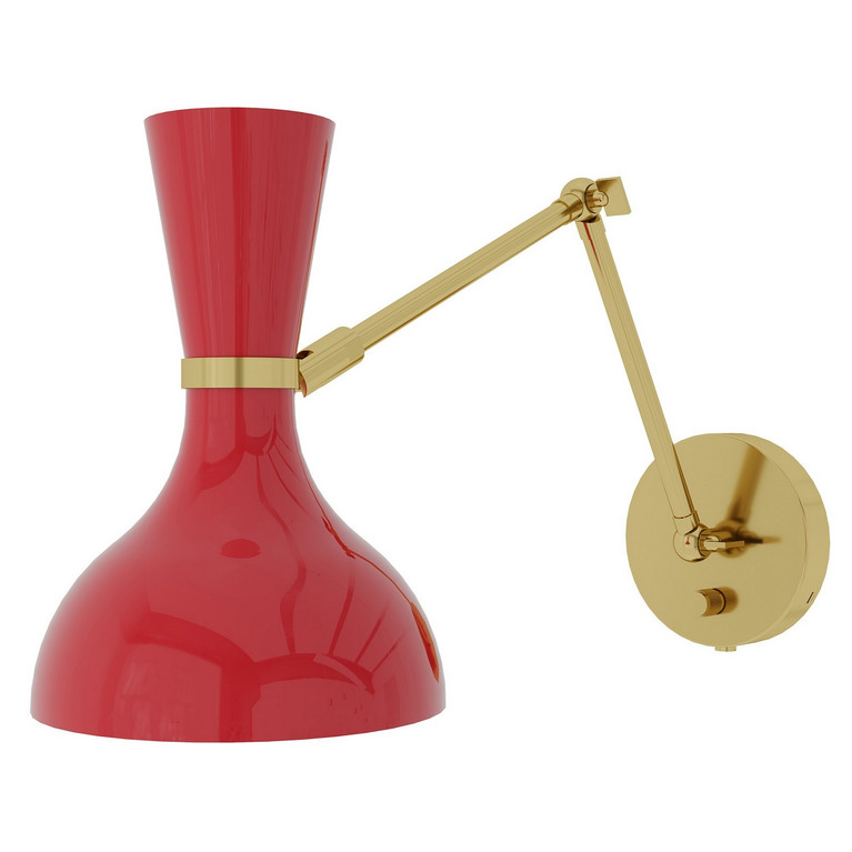 Robert Abbey - RR18RR - One Light Wall Sconce - Clare - Modern Brass w/Ruby Red Painted