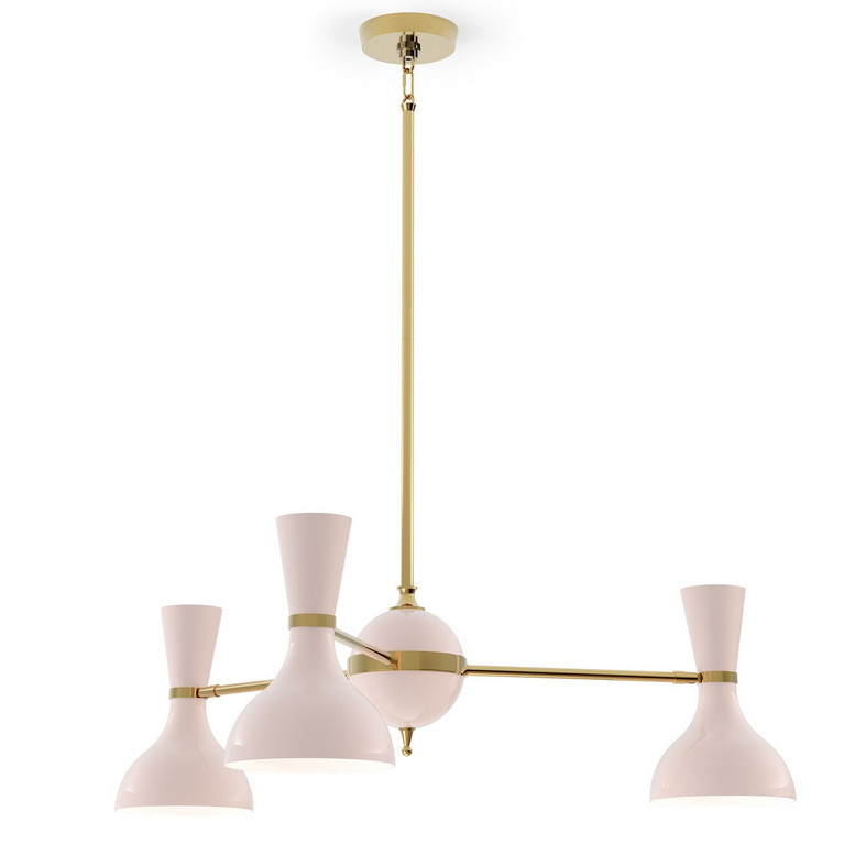 Robert Abbey - RW03RW - Three Light Chandelier - Clare - Modern Brass w/Rose Water Painted