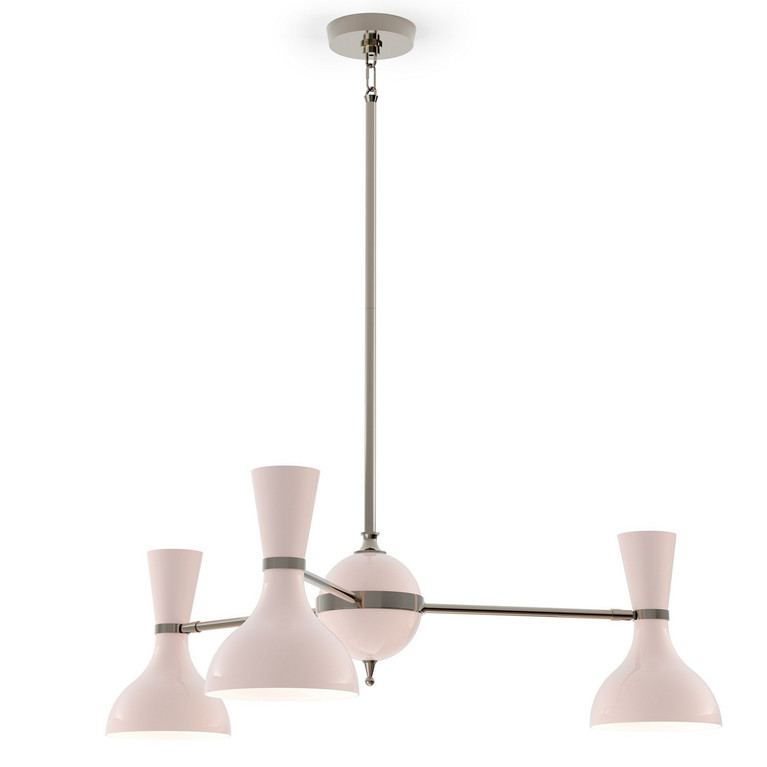 Robert Abbey - RW04RW - Three Light Chandelier - Clare - Polished Nickel w/Rose Water Painted