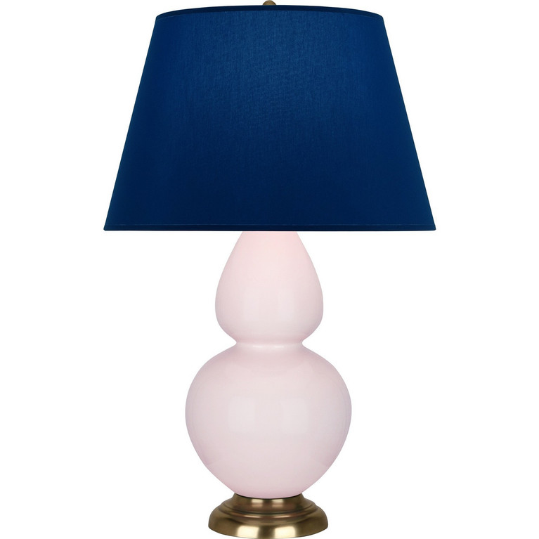 Robert Abbey - RW20N - One Light Table Lamp - Double Gourd - Rose Water Glazed Ceramic w/Antique Natural Brass