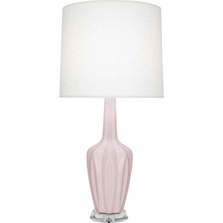 Robert Abbey - RW37 - One Light Table Lamp - Emma - Rose Water Glazed Ceramic w/Polished Nickel