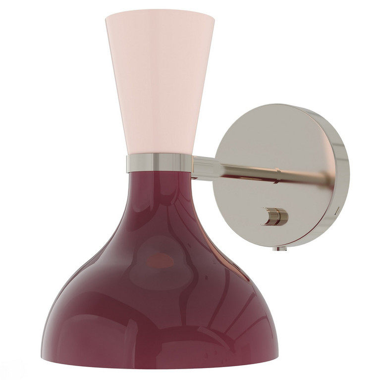 Robert Abbey - SM06RW - One Light Wall Sconce - Clare - Polished Nickel w/Sugar Plum Rose Water Painted