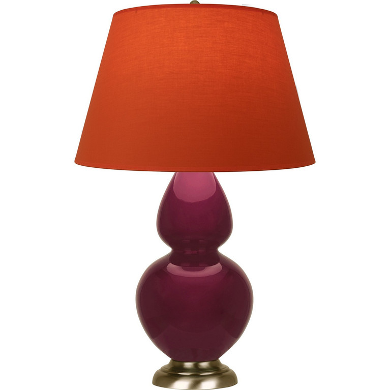 Robert Abbey - SM20T - One Light Table Lamp - Double Gourd - Sugar Plum Glazed Ceramic w/Antique Natural Brass