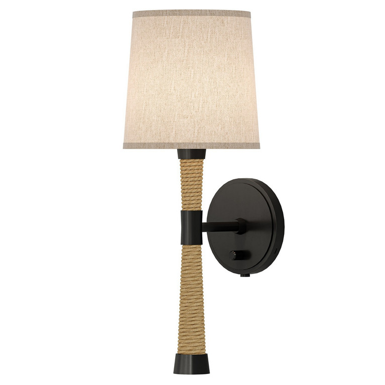 Robert Abbey - Z450X - One Light Wall Sconce - Hatteras - Natural Rope w/Deep Patina Bronze