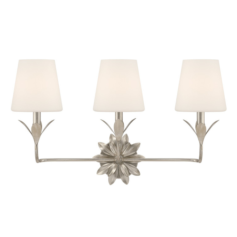 Crystorama - 573-OP-SA - Three Light Bath - Broche - Antique Silver