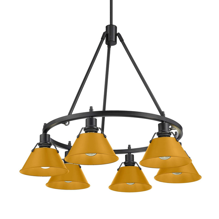 Golden - 3306-6 BLK-AY - Six Light Chandelier - Orwell - Matte Black