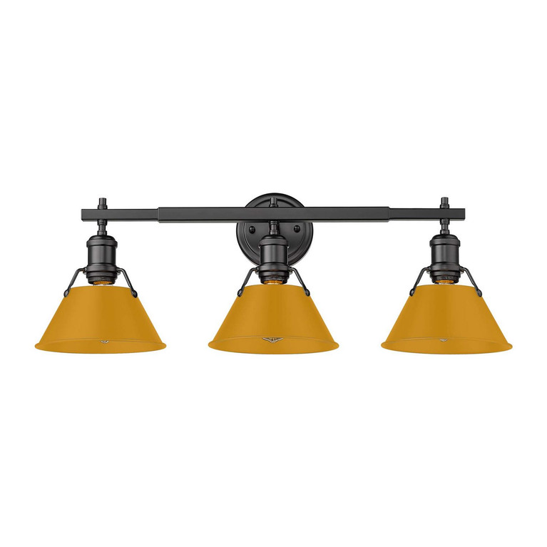 Golden - 3306-BA3 BLK-AY - Three Light Vanity - Orwell - Matte Black