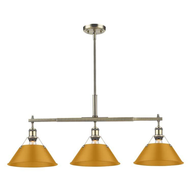 Golden - 3306-LP AB-AY - Three Light Linear Pendant - Orwell - Aged Brass