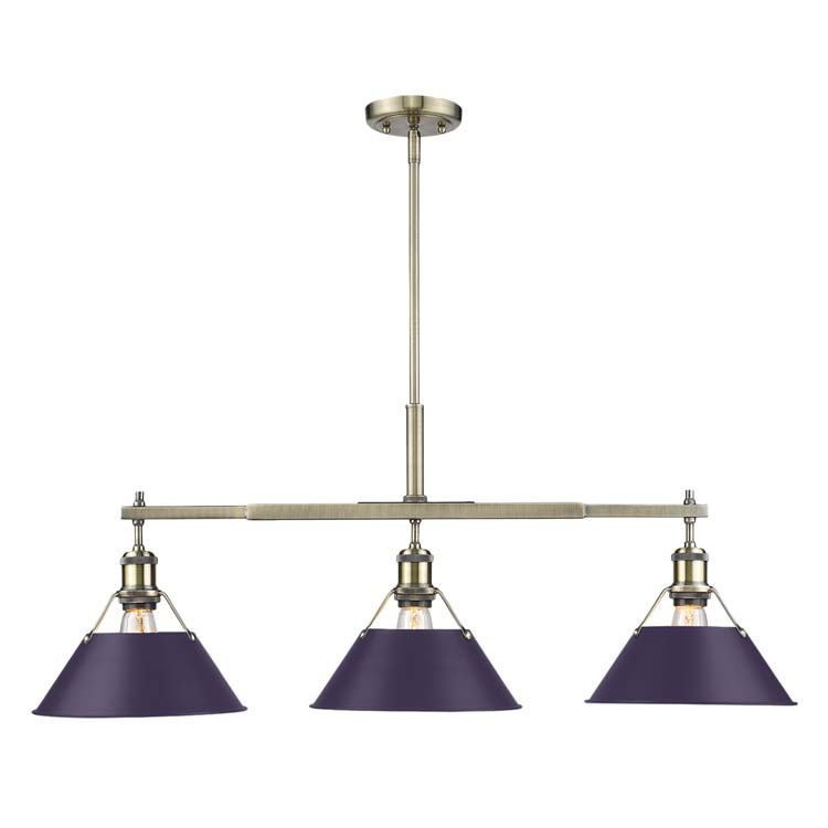 Golden - 3306-LP AB-EP - Three Light Linear Pendant - Orwell - Aged Brass
