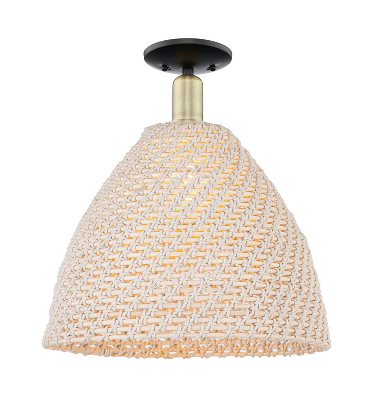 Innovations - 716-1C-BAB-NBD-16-NAT - One Light Semi-Flush Mount - Arcadia - Black Antique Brass