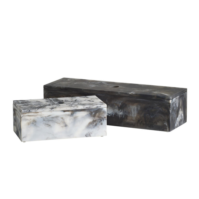 Arteriors - ARS07 - Boxes Set of 2 - Kayce - Black & White