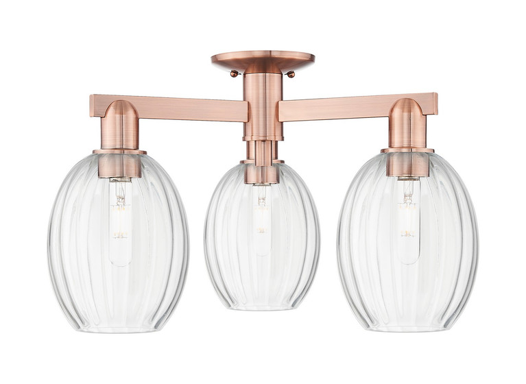Innovations - 716-3F-AC-G459-6CL - Three Light Semi-Flush Mount - Arcadia - Antique Copper