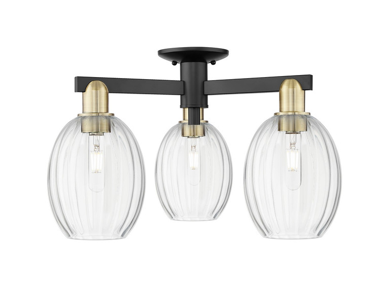 Innovations - 716-3F-BAB-G459-6CL - Three Light Semi-Flush Mount - Arcadia - Black Antique Brass