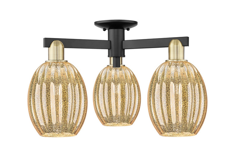 Innovations - 716-3F-BAB-G459-6ME - Three Light Semi-Flush Mount - Arcadia - Black Antique Brass