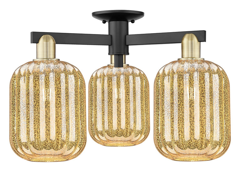 Innovations - 716-3F-BAB-G460-7ME - Three Light Semi-Flush Mount - Arcadia - Black Antique Brass