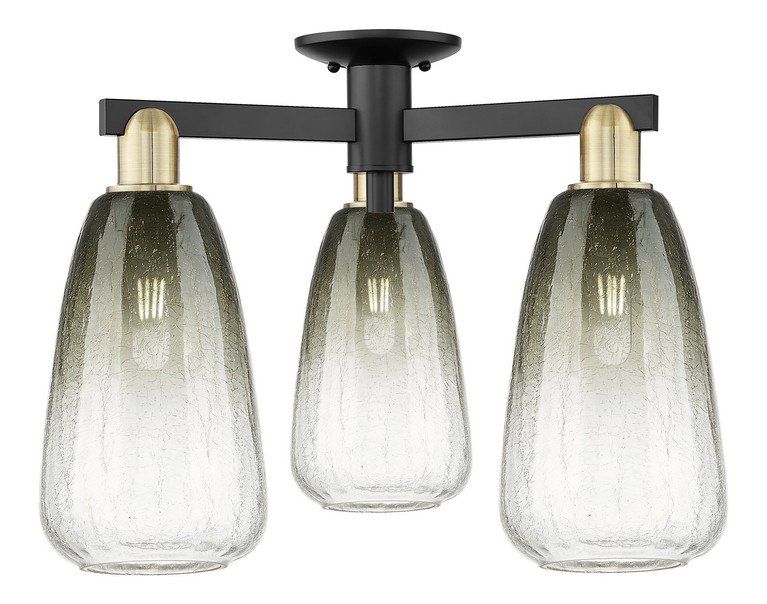 Innovations - 716-3F-BAB-G480-6SL - Three Light Semi-Flush Mount - Arcadia - Black Antique Brass