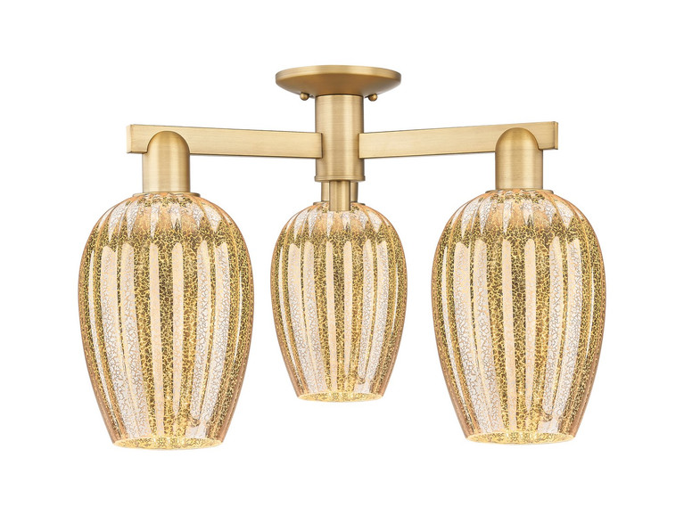 Innovations - 716-3F-BB-G457-6ME - Three Light Semi-Flush Mount - Arcadia - Brushed Brass