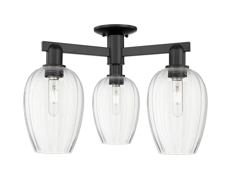 Innovations - 716-3F-BK-G457-6CL - Three Light Semi-Flush Mount - Arcadia - Matte Black