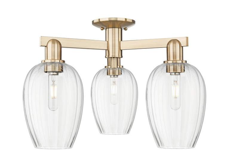 Innovations - 716-3F-CB-G457-6CL - Three Light Semi-Flush Mount - Arcadia - Champagne Bronze