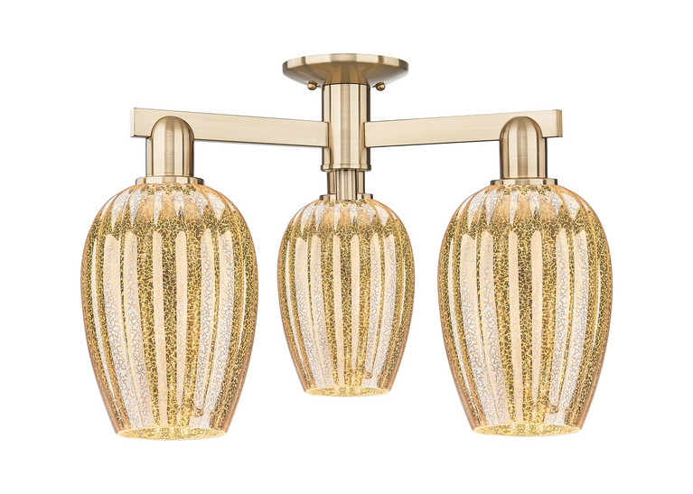 Innovations - 716-3F-CB-G457-6ME - Three Light Semi-Flush Mount - Arcadia - Champagne Bronze