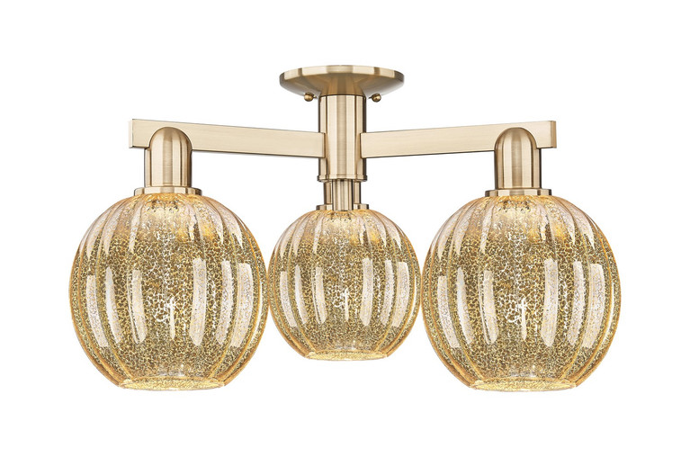 Innovations - 716-3F-CB-G458-7ME - Three Light Semi-Flush Mount - Arcadia - Champagne Bronze