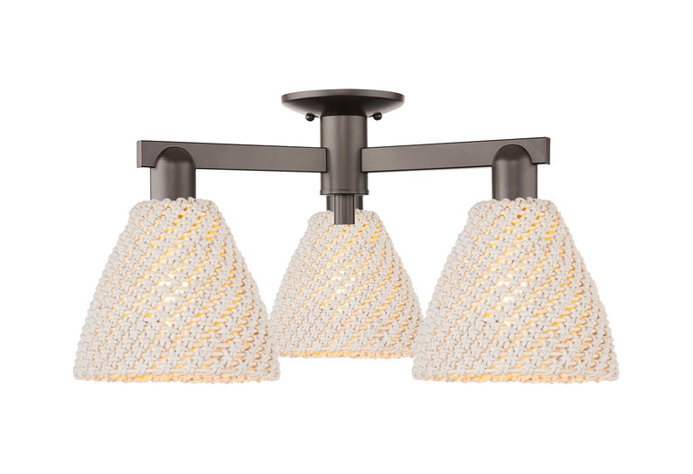Innovations - 716-3F-OB-NBD-75-NAT - Three Light Semi-Flush Mount - Arcadia - Oil Rubbed Bronze