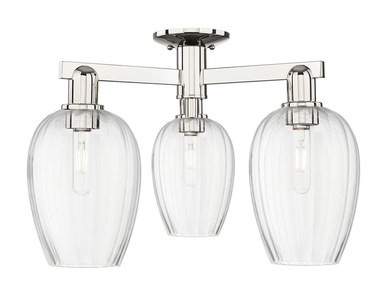 Innovations - 716-3F-PN-G457-6CL - Three Light Semi-Flush Mount - Arcadia - Polished Nickel