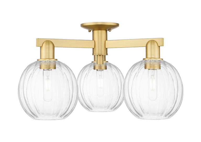 Innovations - 716-3F-SG-G458-7CL - Three Light Semi-Flush Mount - Arcadia - Satin Gold