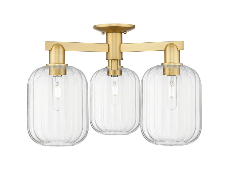Innovations - 716-3F-SG-G460-7CL - Three Light Semi-Flush Mount - Arcadia - Satin Gold