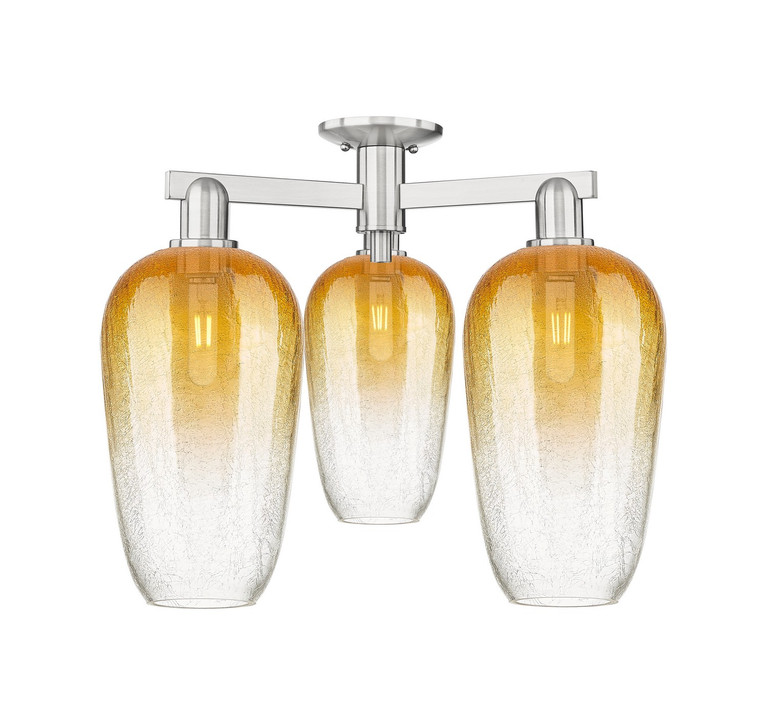 Innovations - 716-3F-SN-G484-7AM - Three Light Semi-Flush Mount - Arcadia - Brushed Satin Nickel