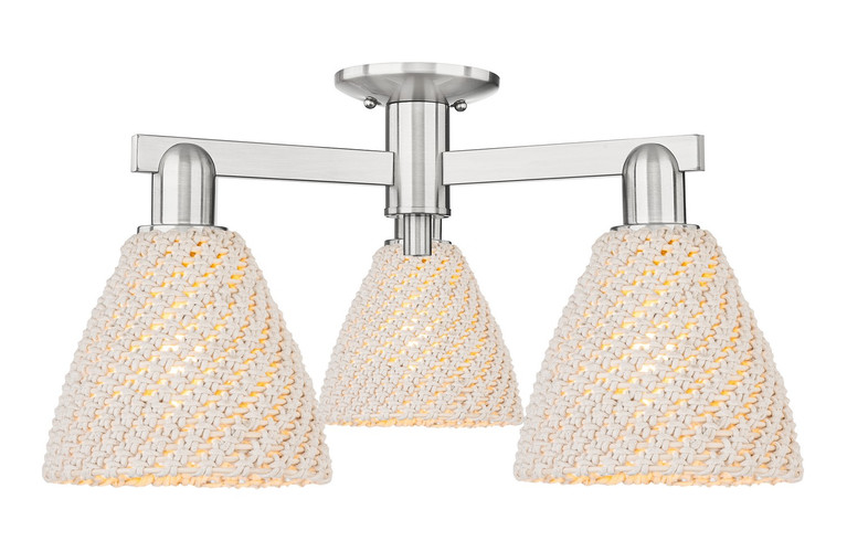 Innovations - 716-3F-SN-NBD-75-NAT - Three Light Semi-Flush Mount - Arcadia - Brushed Satin Nickel