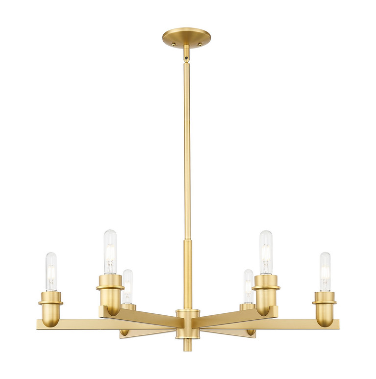 Innovations - 716-6CR-SG - Six Light Chandelier - Arcadia - Satin Gold