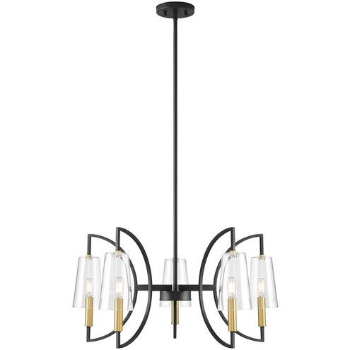 Savoy House - 1-7169-5-143 - Five Light Chandelier - Hanley - Matte Black and Warm Brass