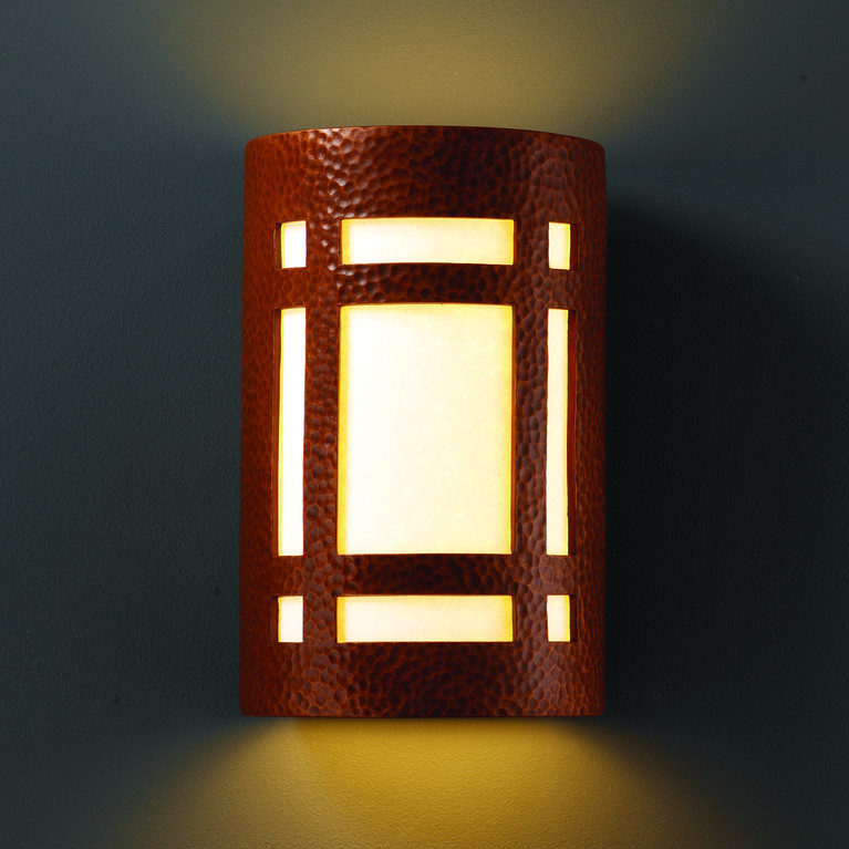 manufacturer_finish:Hammered Copper|manufacturer_glass:White Styrene Shade or MICA|light_source:Unspecified|light_output:Unspecified