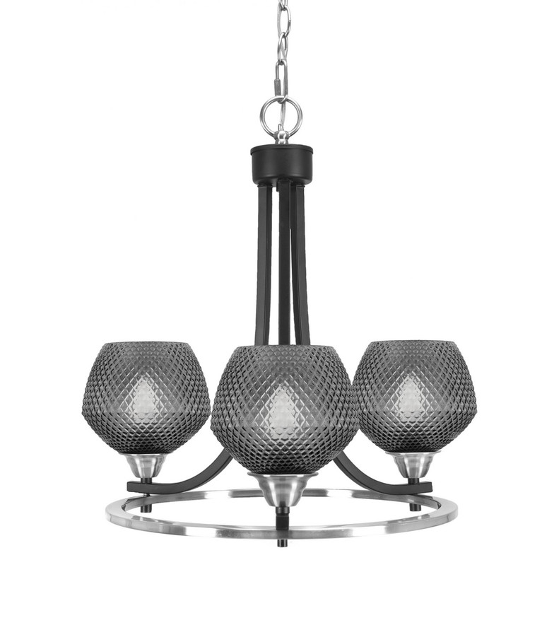 Toltec Lighting - 3403-MBBN-4622 - Three Light Chandelier - Paramount - Matte Black & Brushed Nickel