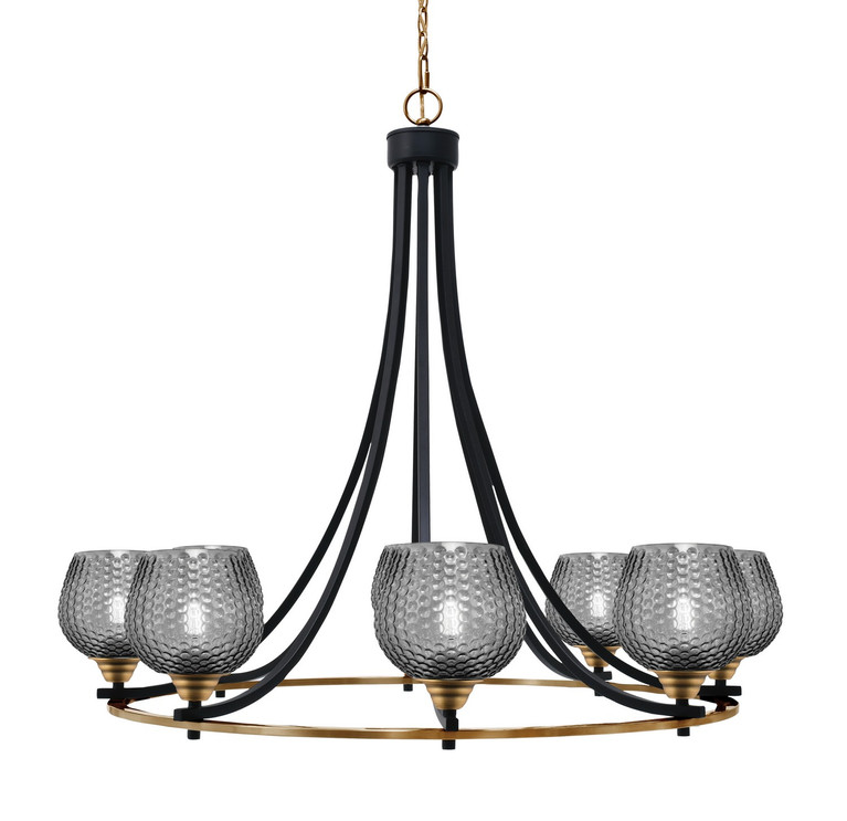 Toltec Lighting - 3408-MBBR-4602 - Eight Light Chandelier - Paramount - Matte Black & Brass