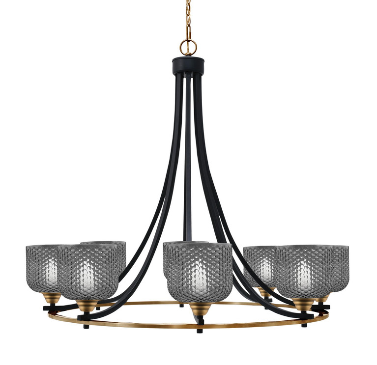 Toltec Lighting - 3408-MBBR-4612 - Eight Light Chandelier - Paramount - Matte Black & Brass