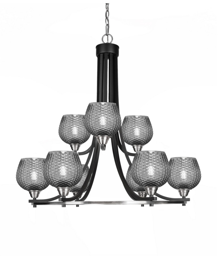 Toltec Lighting - 3409-MBBN-4602 - Nine Light Chandelier - Paramount - Matte Black & Brushed Nickel