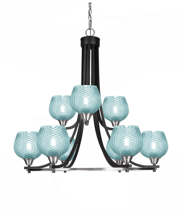 Toltec Lighting - 3409-MBBN-4605 - Nine Light Chandelier - Paramount - Matte Black & Brushed Nickel