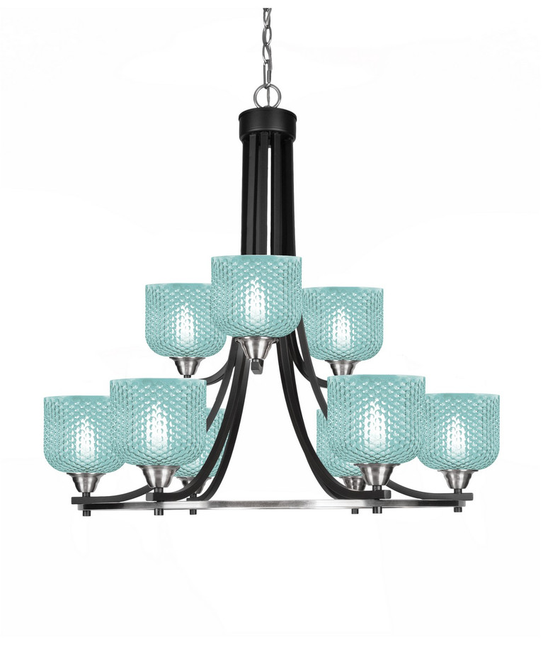 Toltec Lighting - 3409-MBBN-4615 - Nine Light Chandelier - Paramount - Matte Black & Brushed Nickel