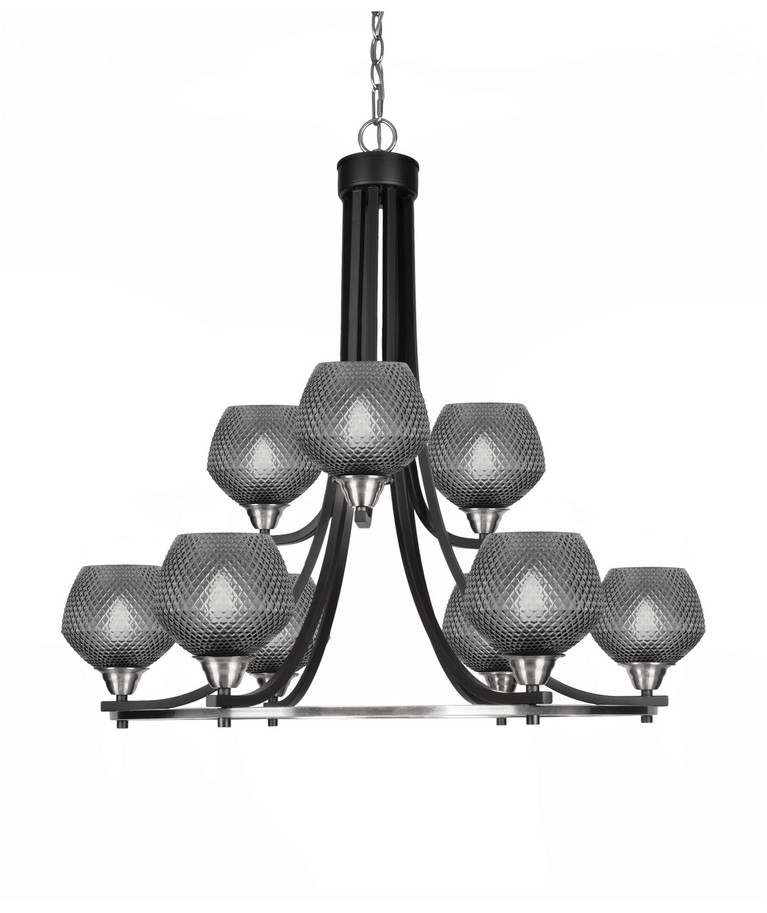Toltec Lighting - 3409-MBBN-4622 - Nine Light Chandelier - Paramount - Matte Black & Brushed Nickel