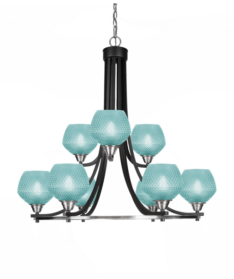 Toltec Lighting - 3409-MBBN-4625 - Nine Light Chandelier - Paramount - Matte Black & Brushed Nickel
